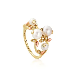 Clogau Lily of the Valley 9ct Gold Freshwater Pearl Diamond Ring D