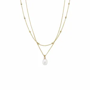 Clogau Nature's Wonder 9ct Solid Gold Beachcomber Layered Necklace with Pearl
