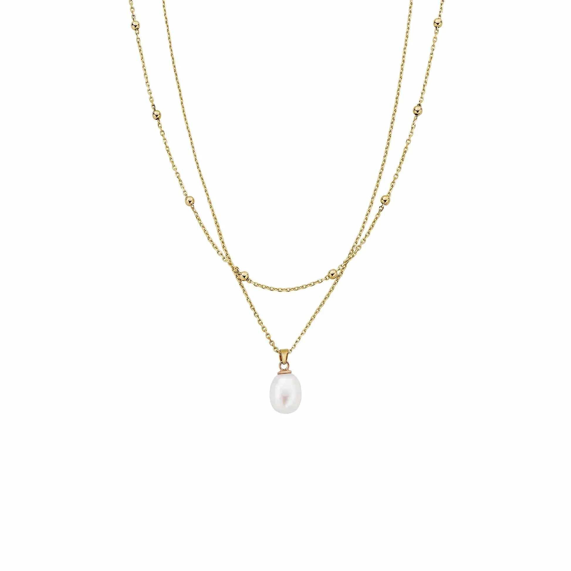 Clogau Nature's Wonder 9ct Solid Gold Beachcomber Layered Necklace with Pearl