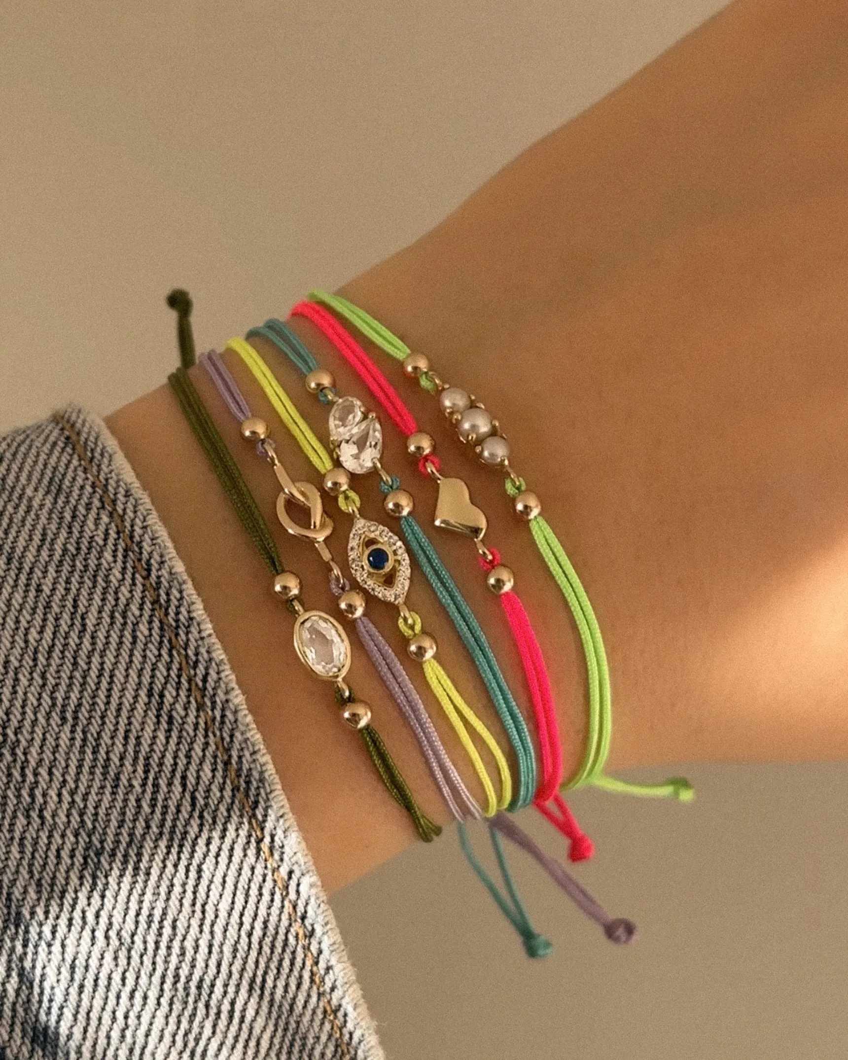 Colored Cord Heart Bracelet