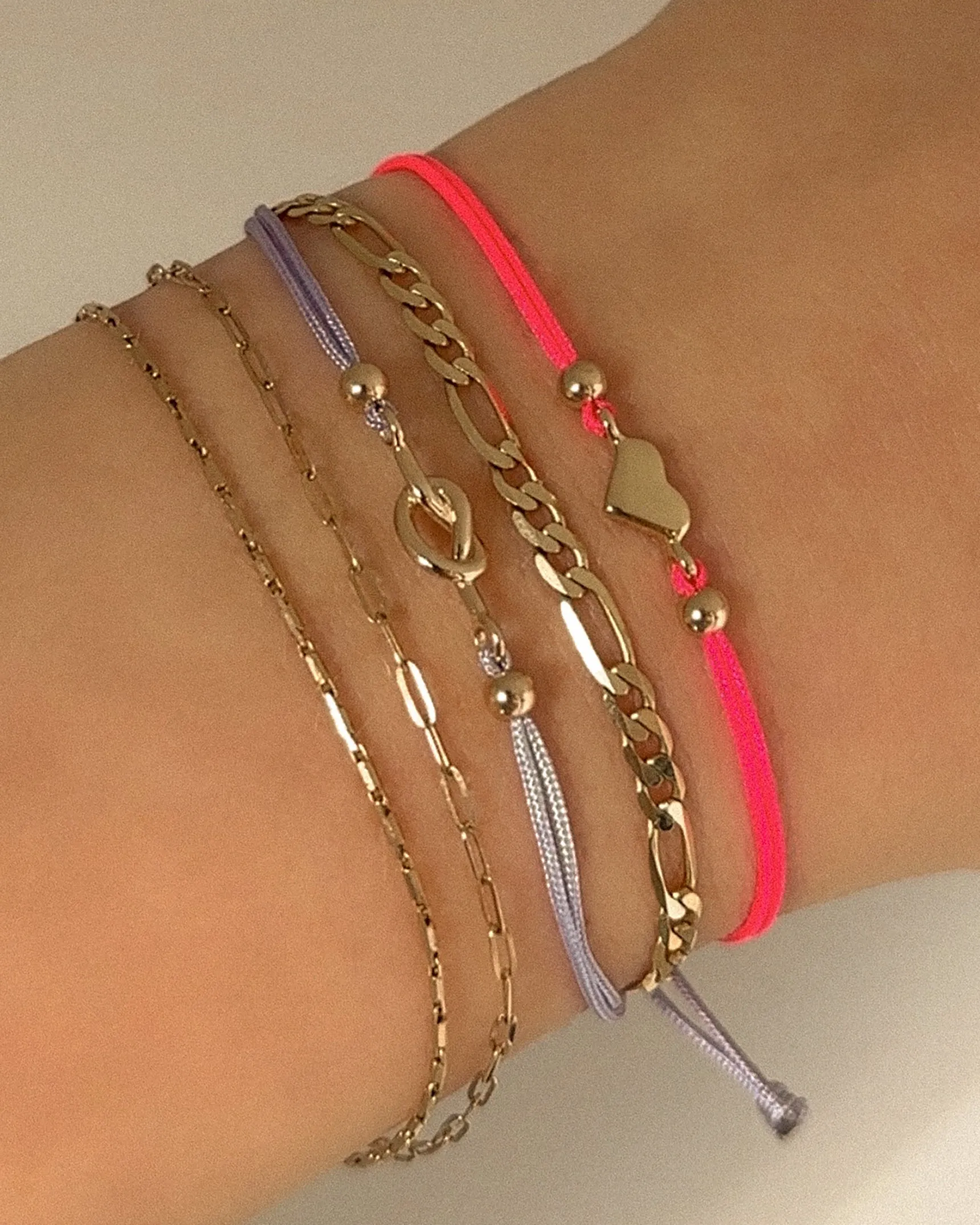 Colored Cord Heart Bracelet