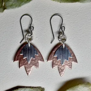 Copper Lotus Flower Double Drop Earrings