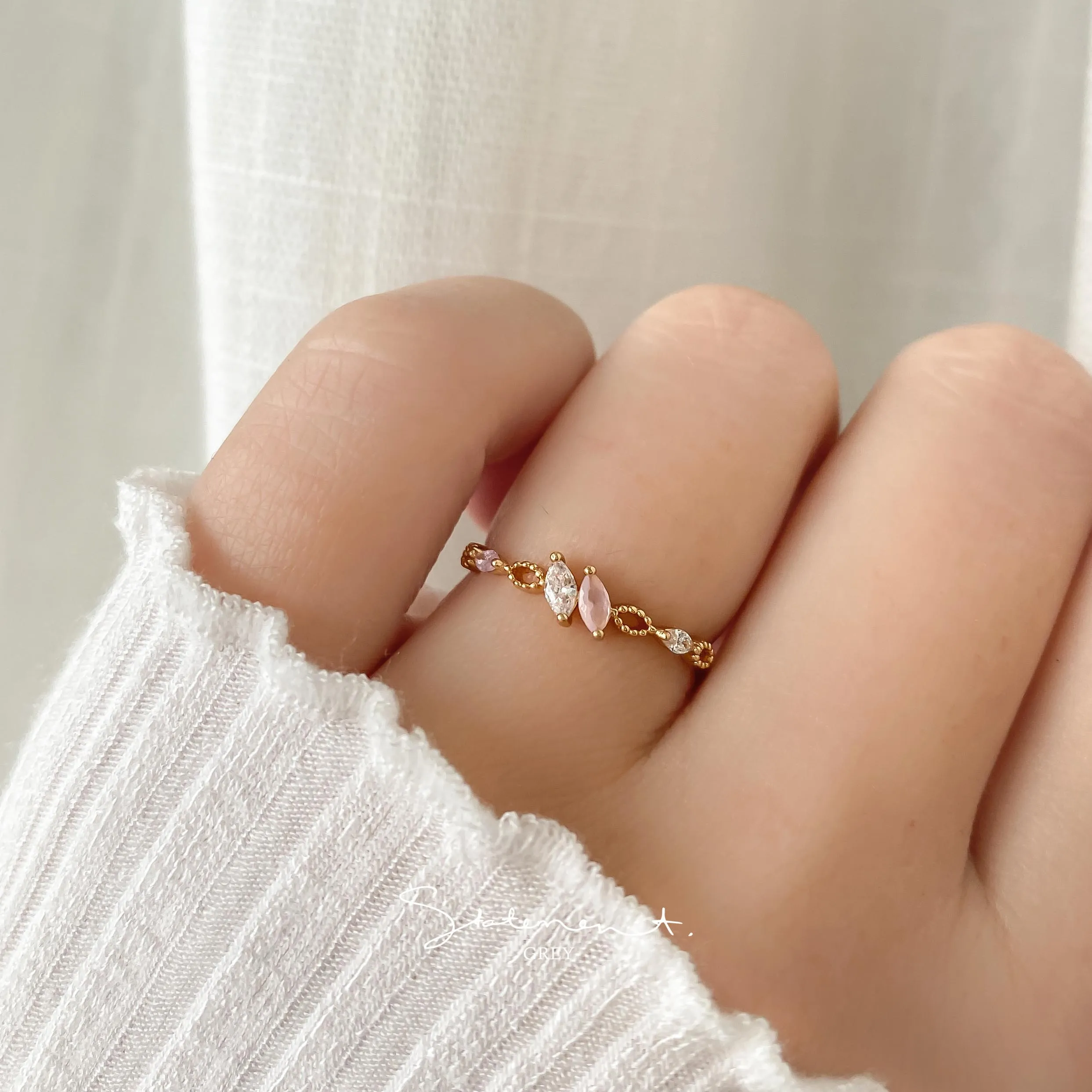 Coral Pink Crystal Ring
