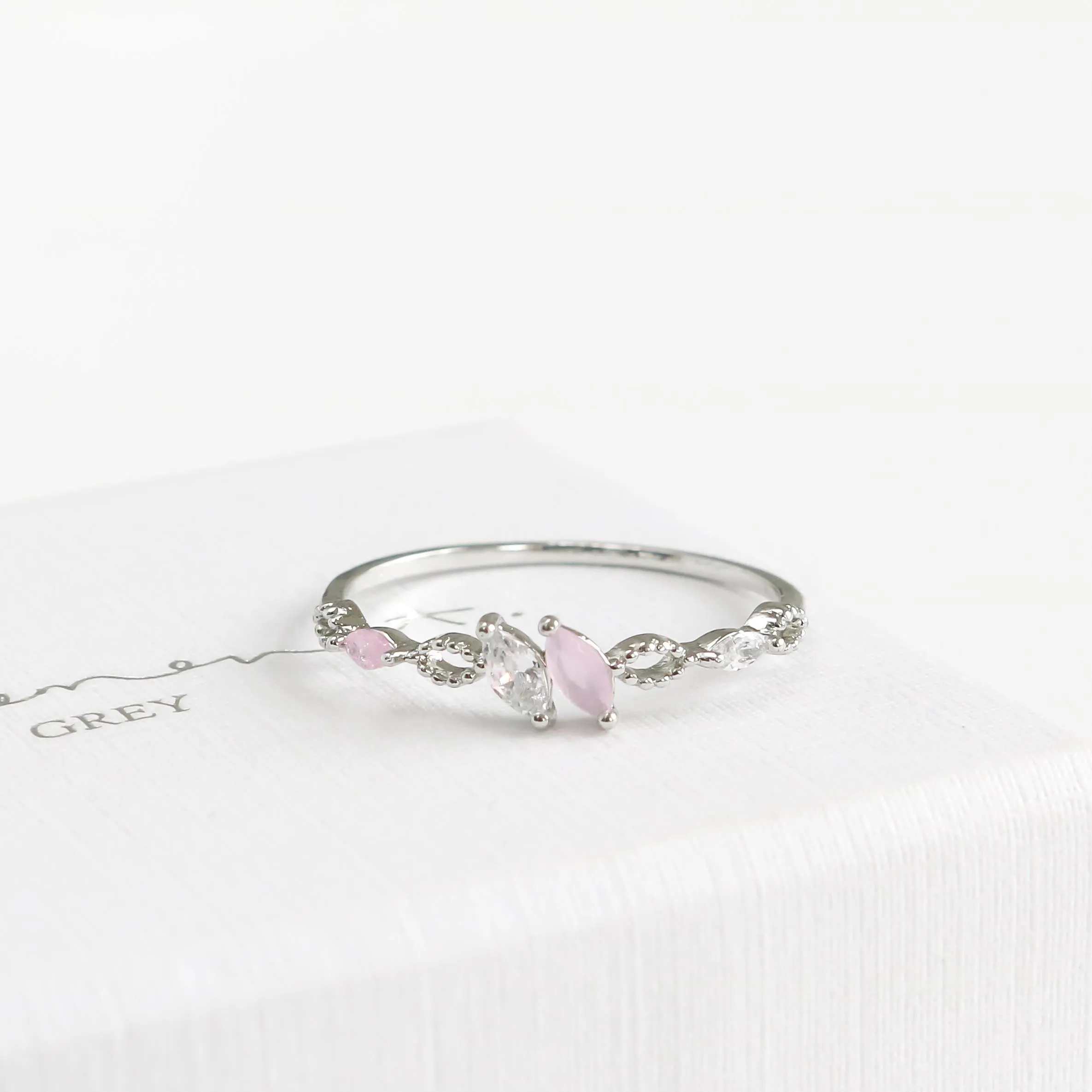 Coral Pink Crystal Ring