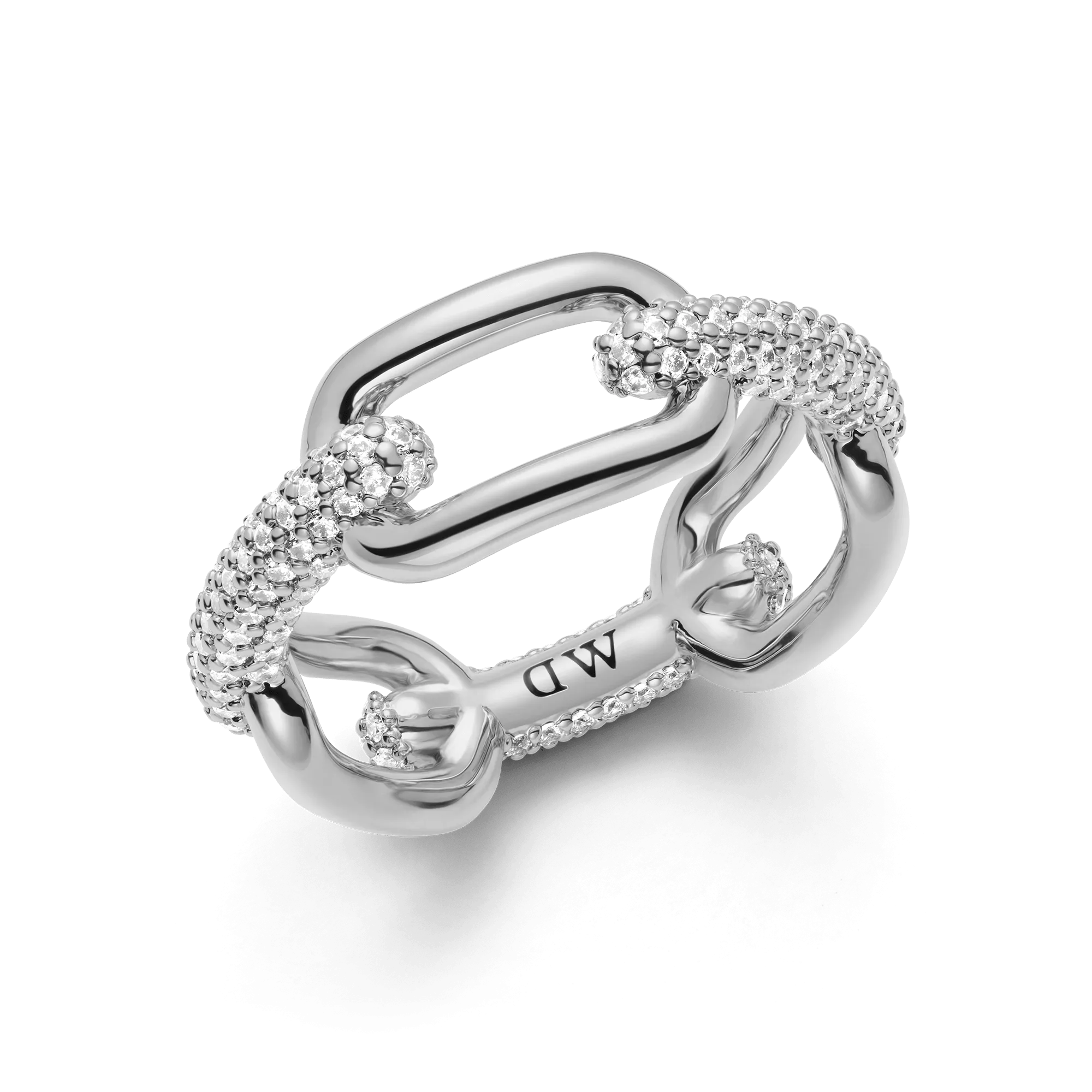 Crystal Link Ring Silver