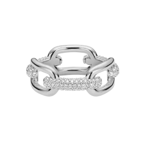 Crystal Link Ring Silver