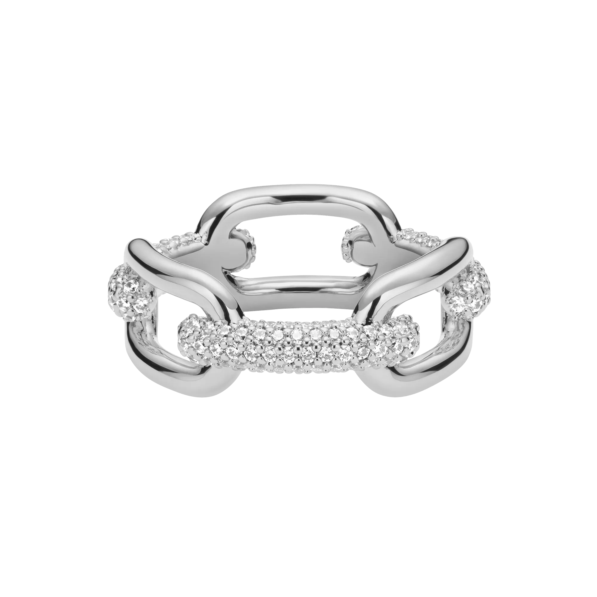 Crystal Link Ring Silver