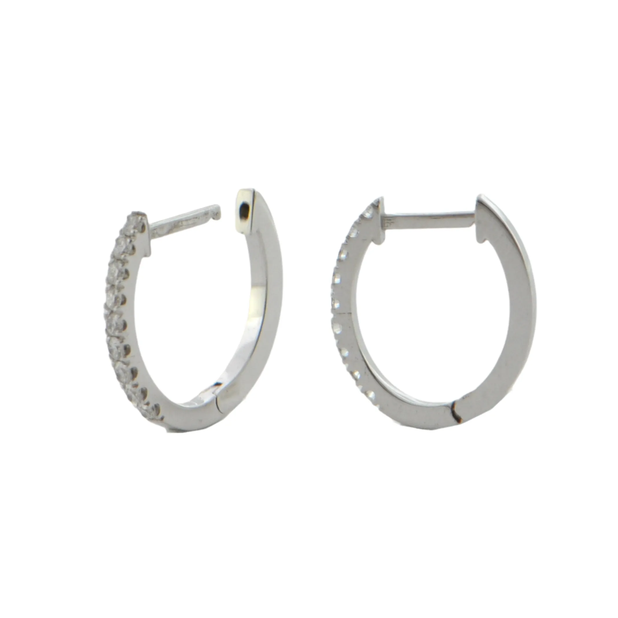Daisy Exclusive  Diamond 18K White Gold Oval Huggie Earrings