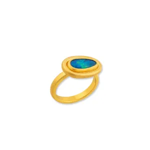 Delphi 24K Gold Freeform Opal  Doublet Ring