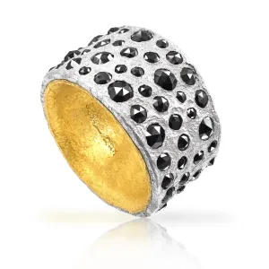 Devta Doolan Black Diamond High Karat Gold White Silver Eternity Band Ring