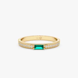 Diamond and Baguette Emerald Ring, Madilyn