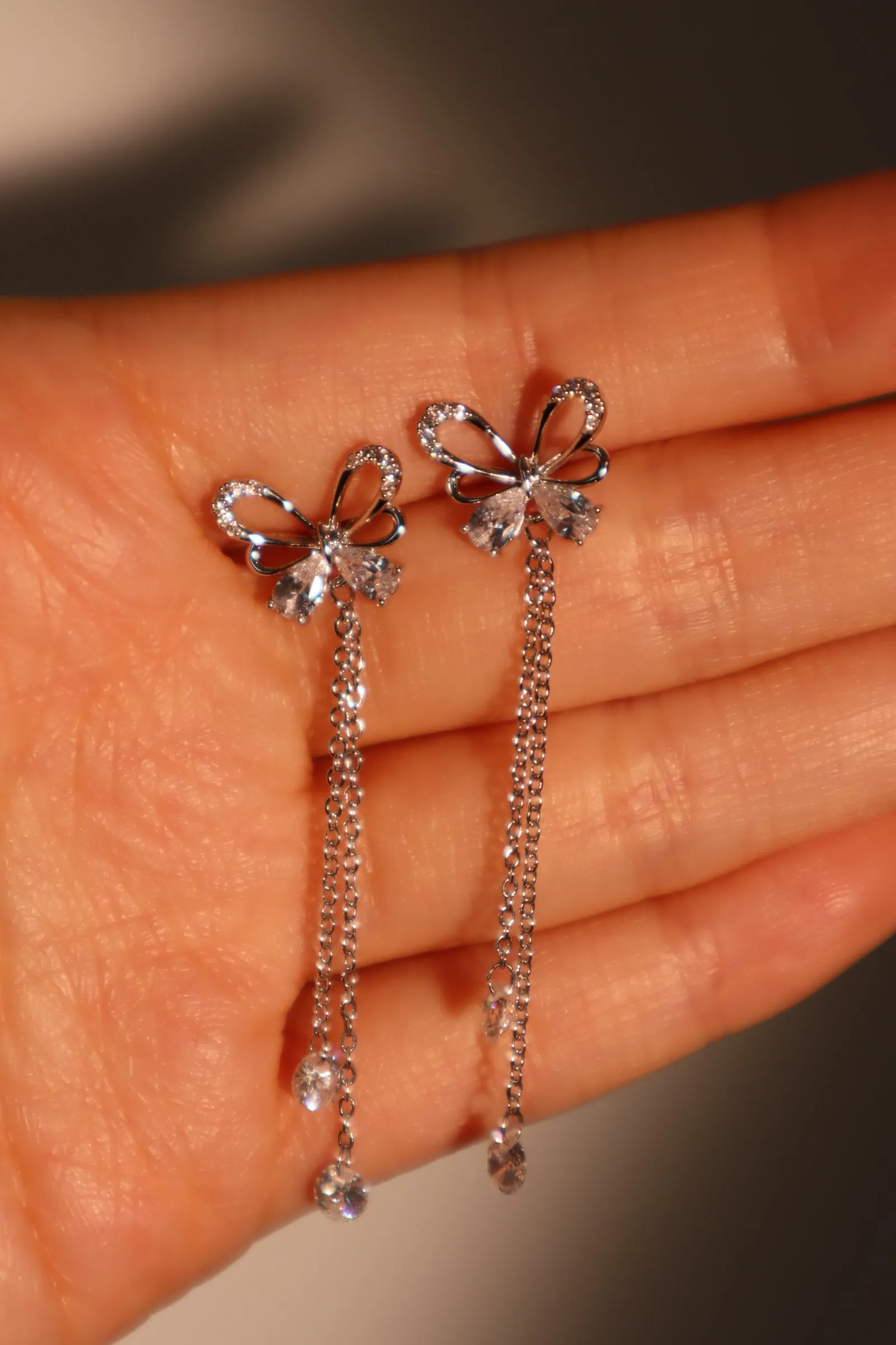 Diamond Butterfly Dangle Earrings