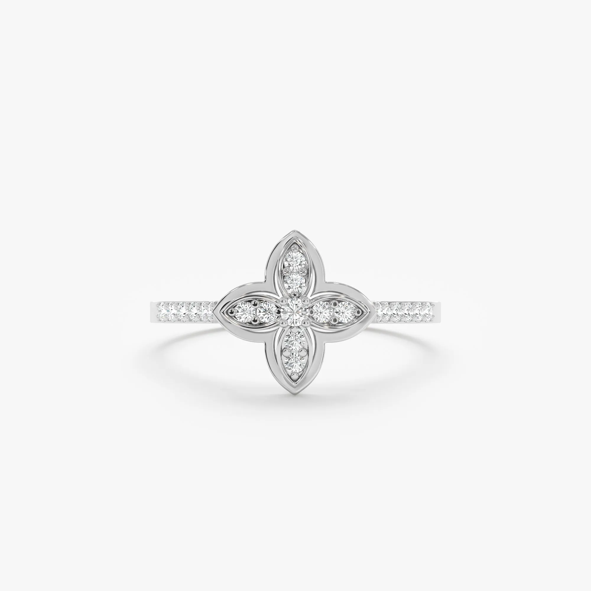 Diamond Clover Engagement Ring, Everlyn
