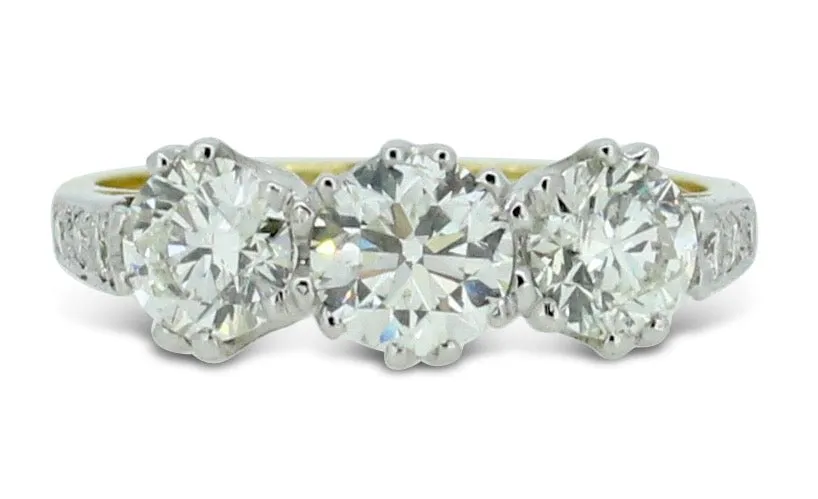 Diamond Three Stone Ring 1.95ct 18ct Yellow Gold