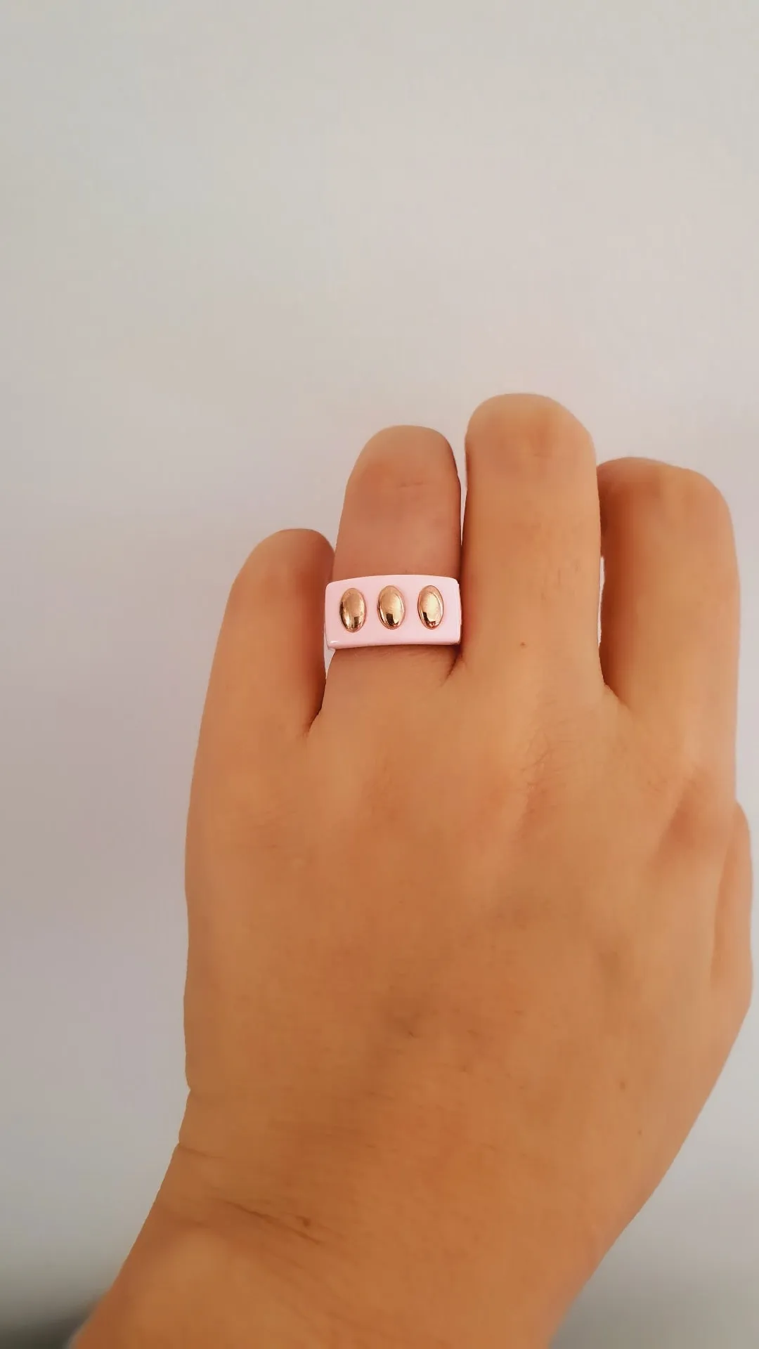 Elegant Light Pink S Globe Ring - Adjustable 925 Sterling Silver