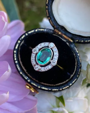 Emerald and Diamond Cluster 18ct Yellow Gold Ring 0.30ct   0.70ct