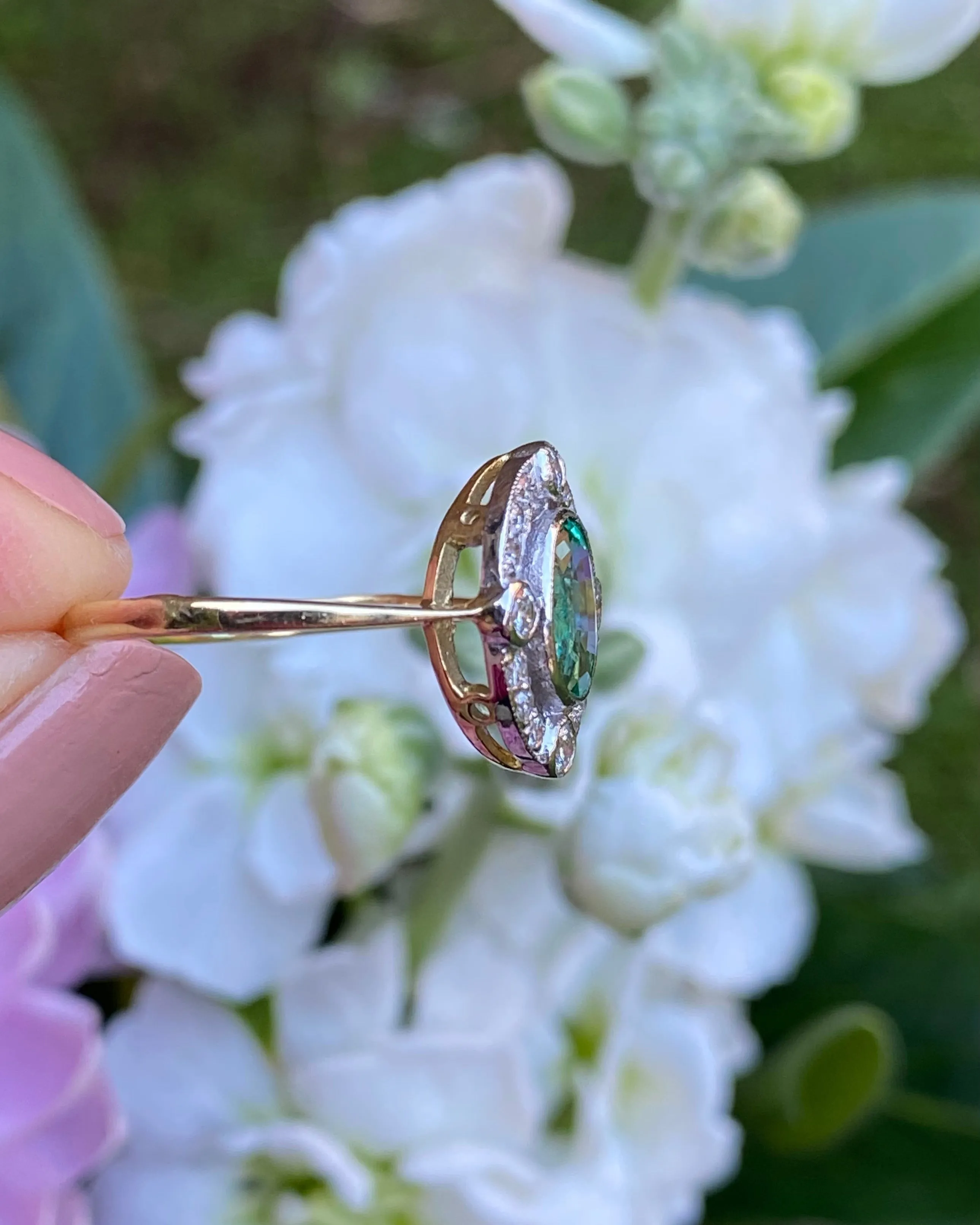 Emerald and Diamond Cluster 18ct Yellow Gold Ring 0.30ct   0.70ct