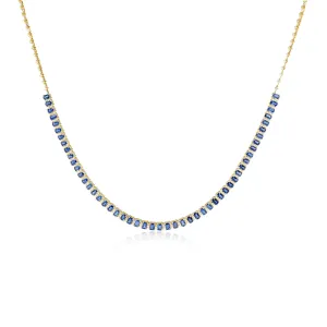 Emerald-Cut Blue Sapphire and Diamond Necklace