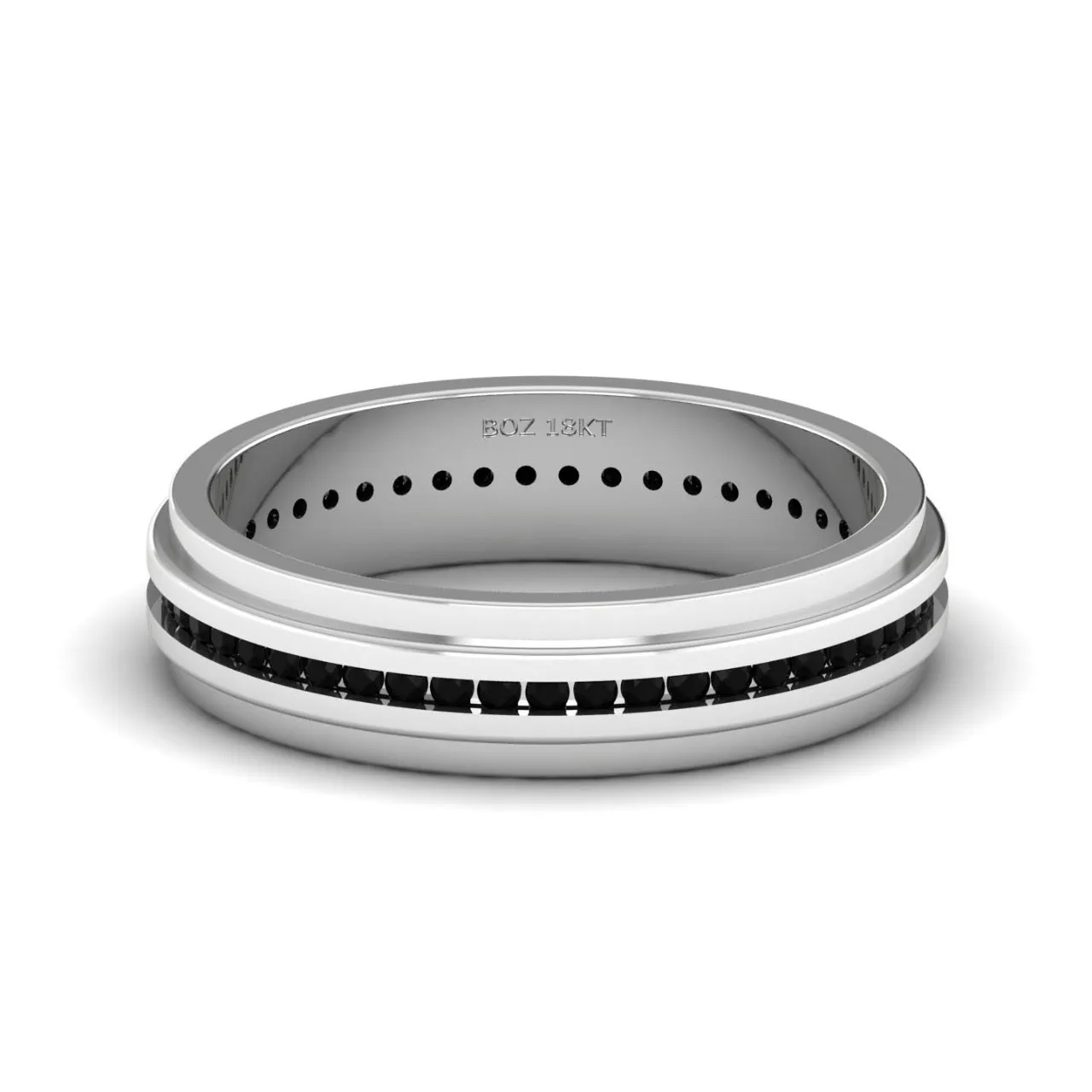 Emma 4mm Black Natural Diamond Band in 18K Gold