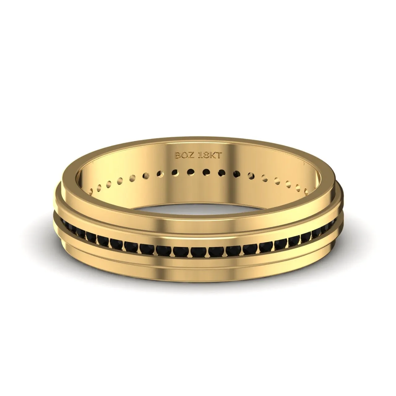 Emma 4mm Black Natural Diamond Band in 18K Gold