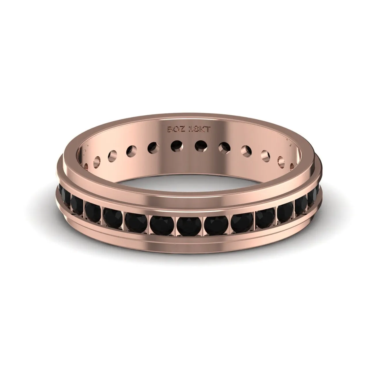 Emma 4mm Black Natural Diamond Band in 18K Gold