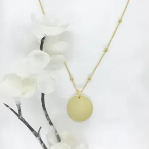 Engravable- 18k/925 Vermeil Disc on Ball Chain Necklace