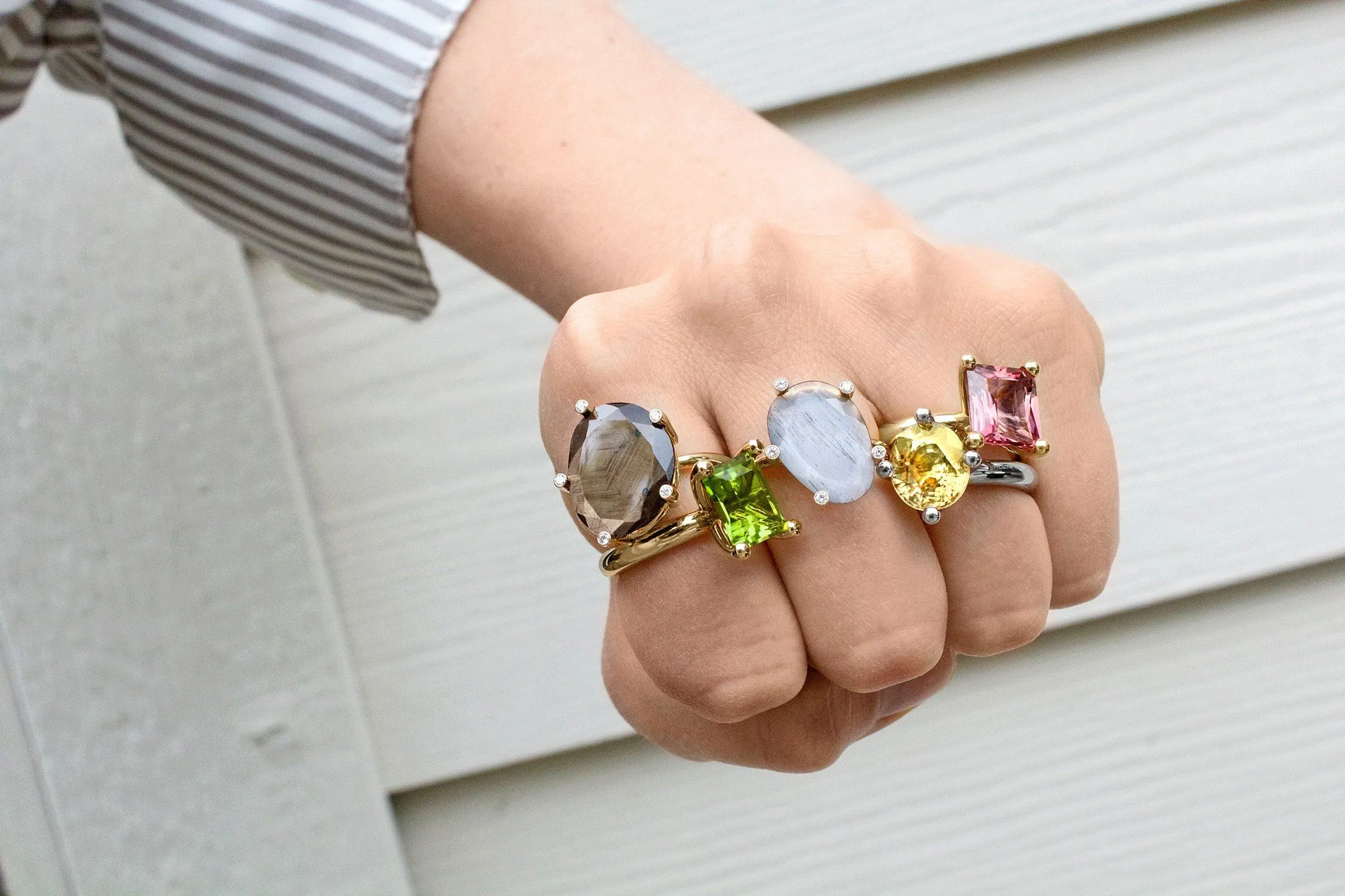 Erich Zimmermann Natural Reflective Brown Sapphire Diamond Gold Ring