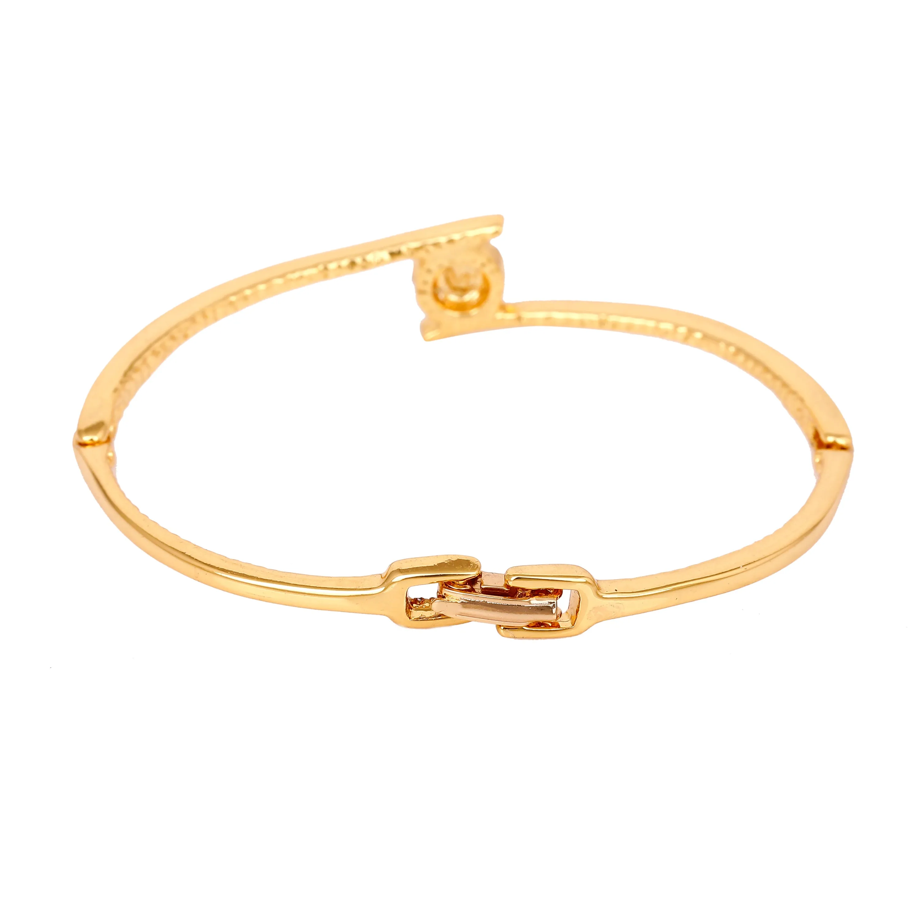 Estele Gold & Rhodium Plated Latest & Stylish Kada Bracelet with White Austrian Crystals for Girls & Women