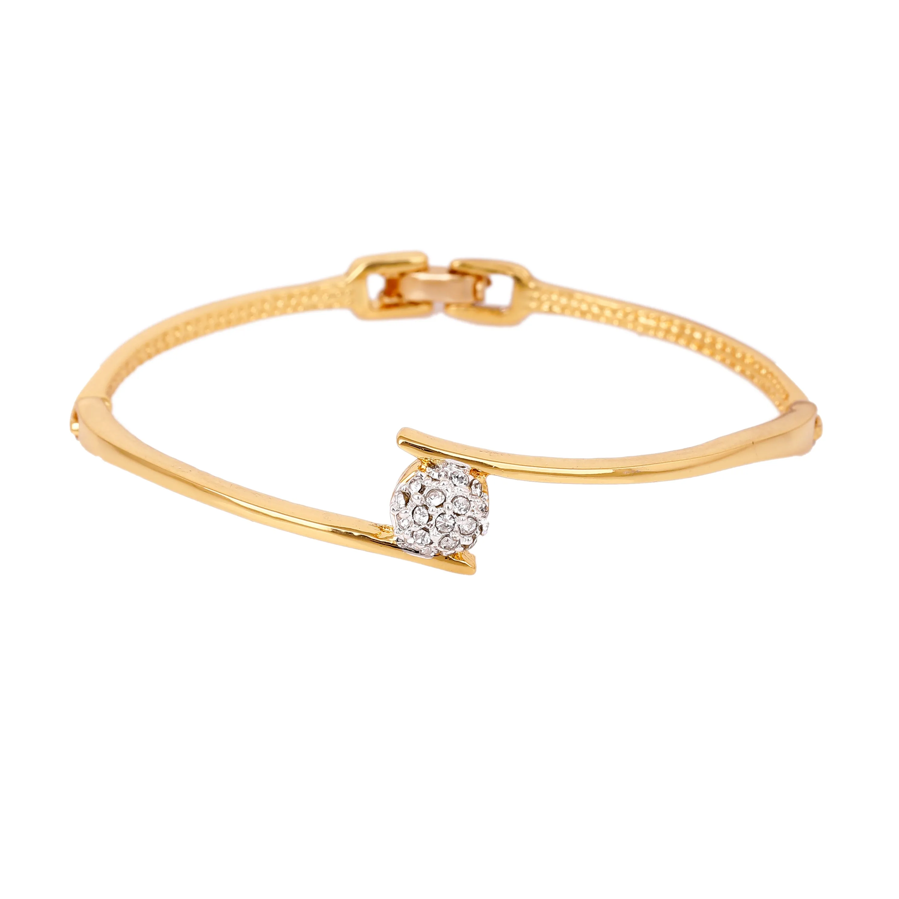 Estele Gold & Rhodium Plated Latest & Stylish Kada Bracelet with White Austrian Crystals for Girls & Women