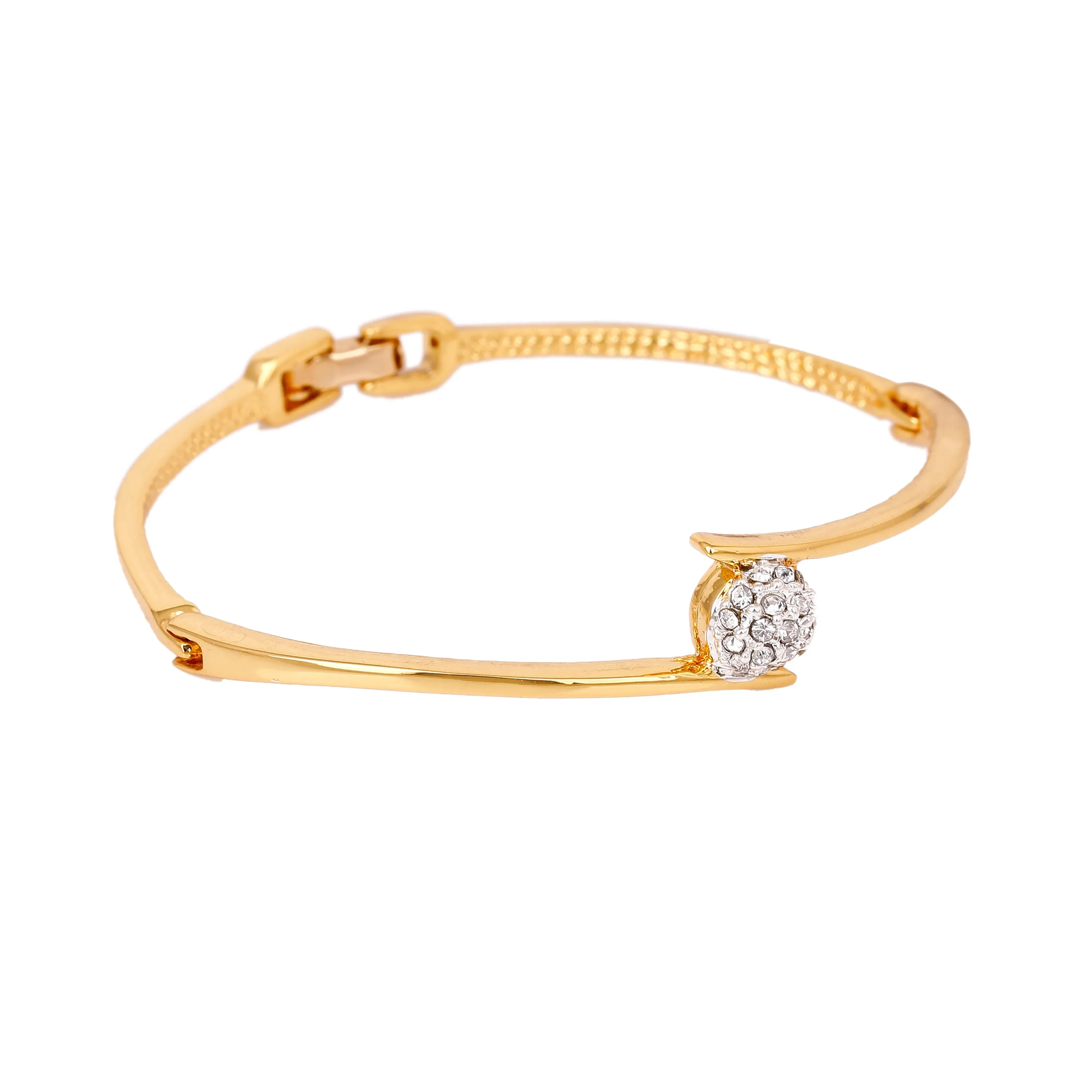 Estele Gold & Rhodium Plated Latest & Stylish Kada Bracelet with White Austrian Crystals for Girls & Women