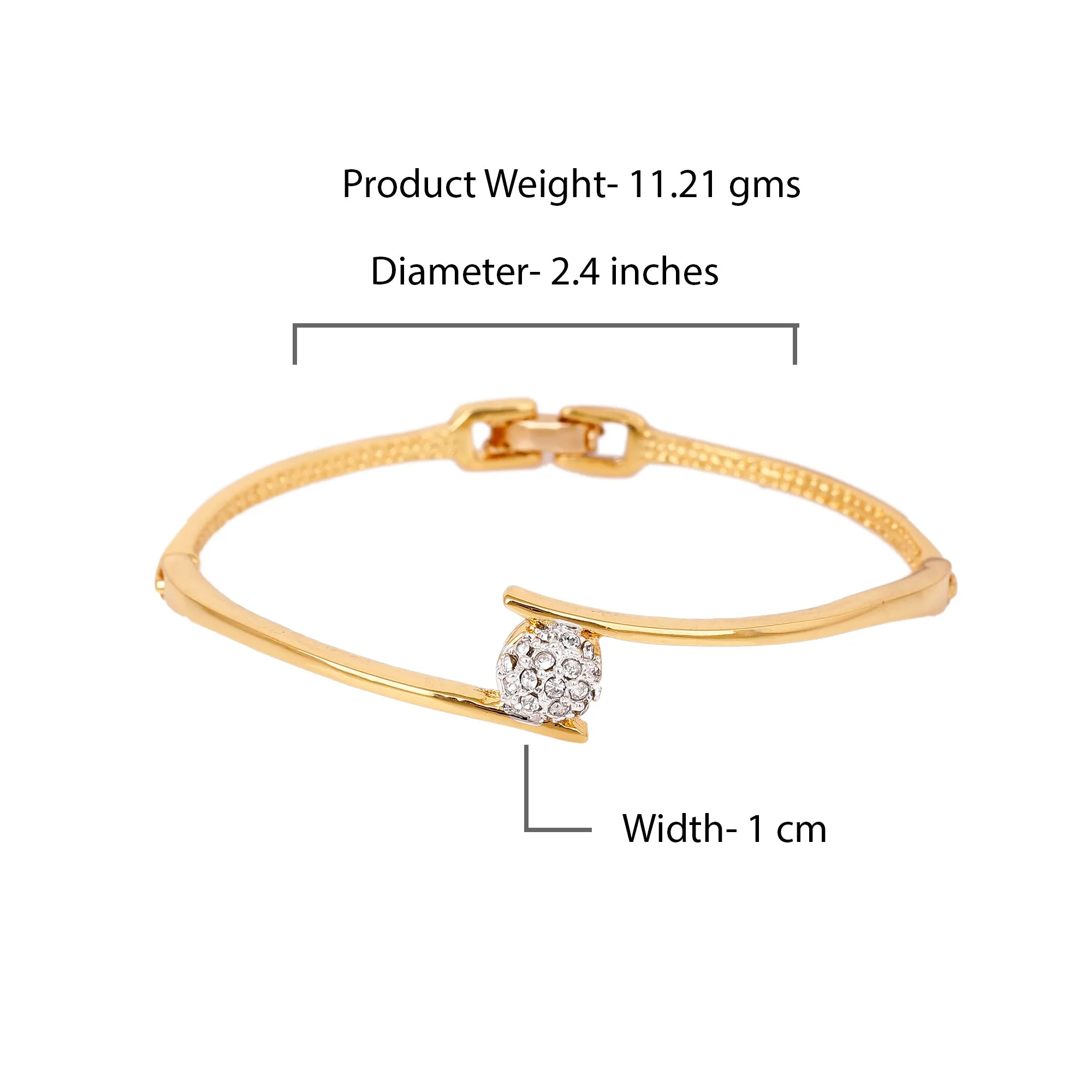 Estele Gold & Rhodium Plated Latest & Stylish Kada Bracelet with White Austrian Crystals for Girls & Women