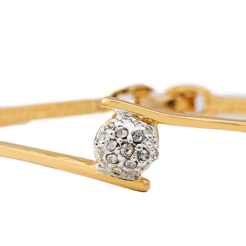Estele Gold & Rhodium Plated Latest & Stylish Kada Bracelet with White Austrian Crystals for Girls & Women