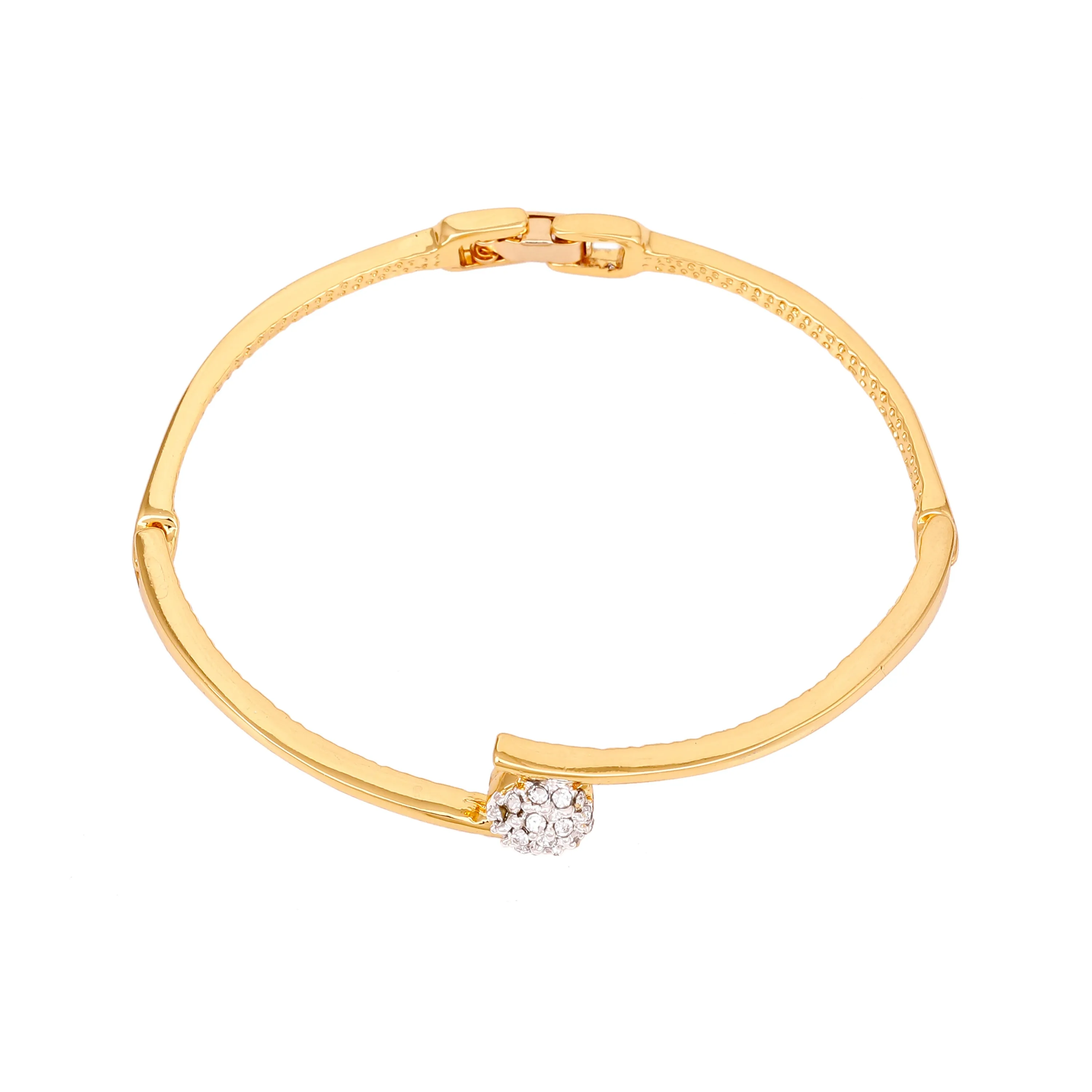 Estele Gold & Rhodium Plated Latest & Stylish Kada Bracelet with White Austrian Crystals for Girls & Women