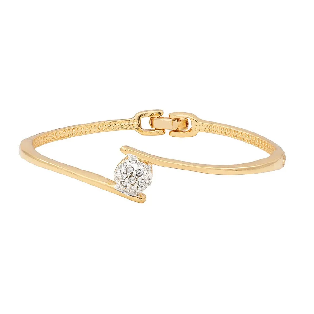 Estele Gold & Rhodium Plated Latest & Stylish Kada Bracelet with White Austrian Crystals for Girls & Women