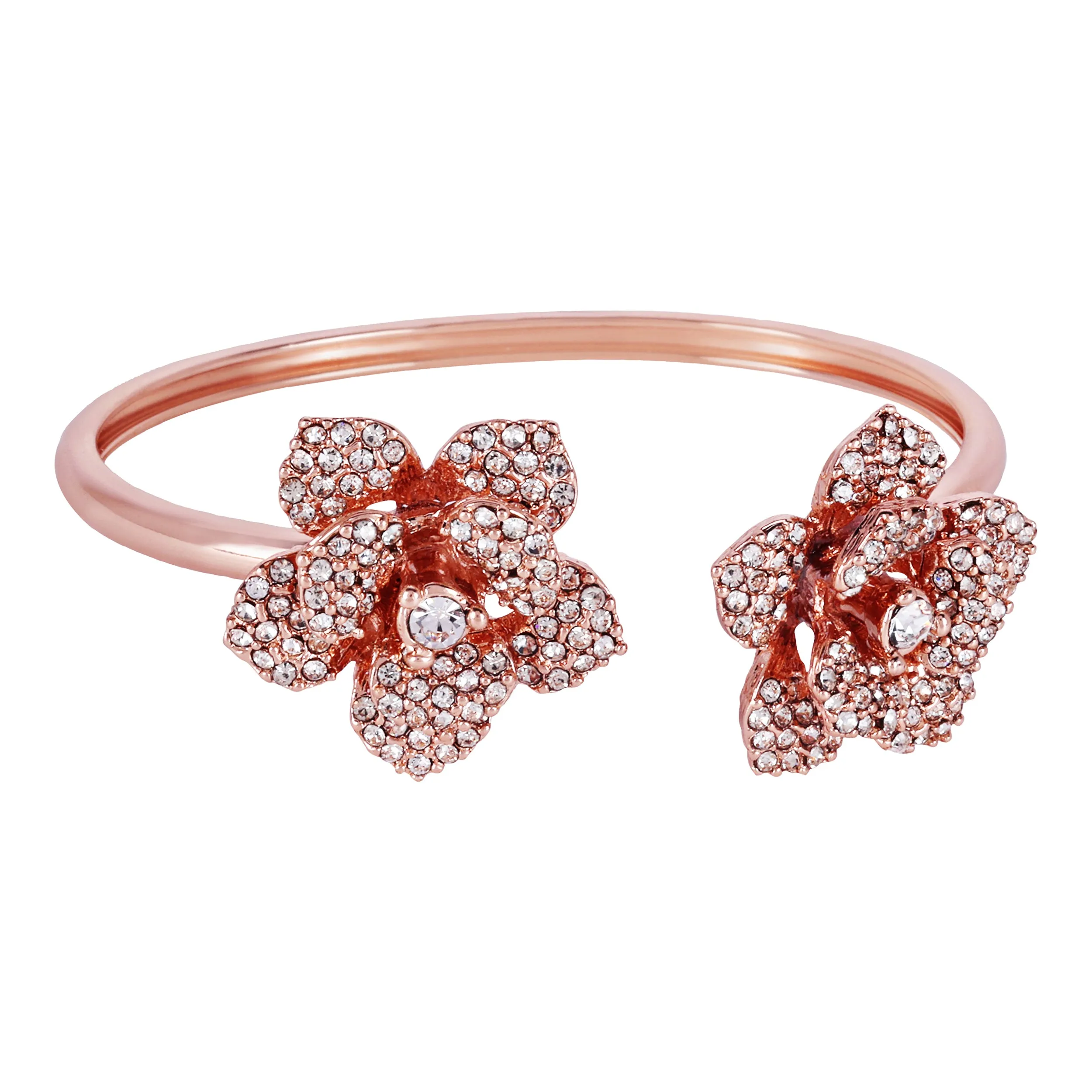 Estele Rose Collectiona??? Floral Rose Motif Cuff Bracelet: Exclusive Rosegold Plated Elegance for Womena??? Ideal for Special Events & Daily Glam