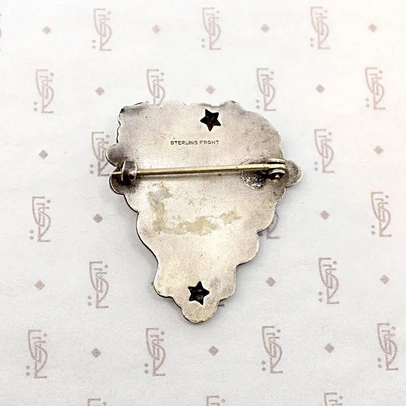Exquisite Art Nouveau Repouss?? Silver Woman & Poppy Brooch