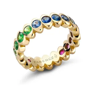 Faberge Colours of Love Cosmic Curve 18ct Yellow Gold Rainbow Multicoloured Gemstone Eternity Ring