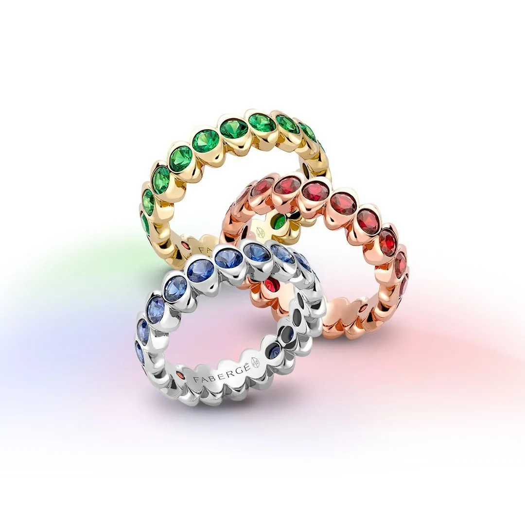 Faberge Colours of Love Cosmic Curve 18ct Yellow Gold Tsavorite Eternity Ring