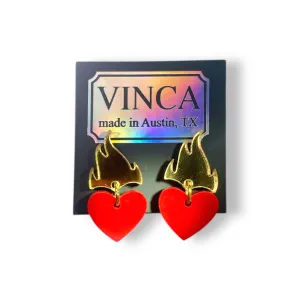 Feeling a Little Heart Burn Earrings in Drop Dead Red
