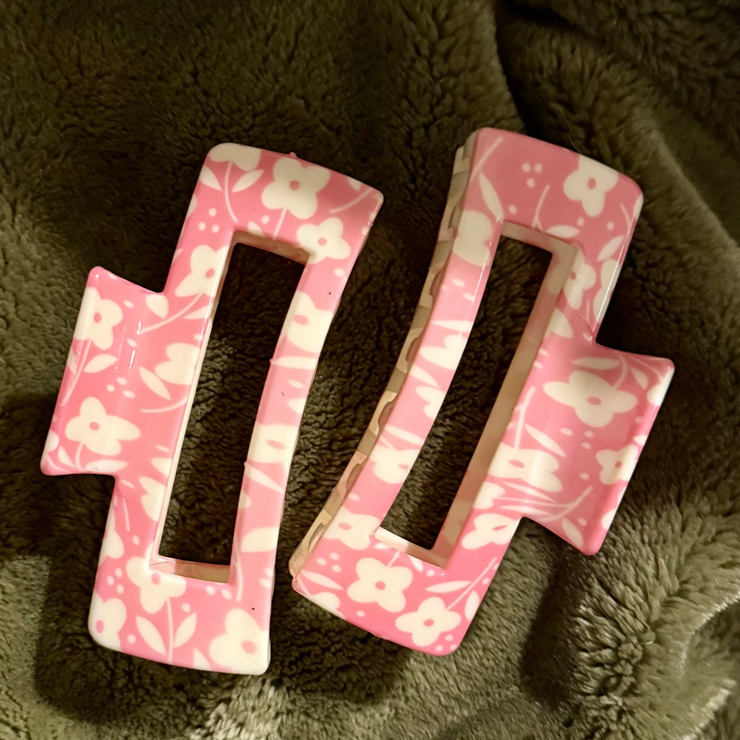 Floral Printed Rectangle Hair Claw Clip