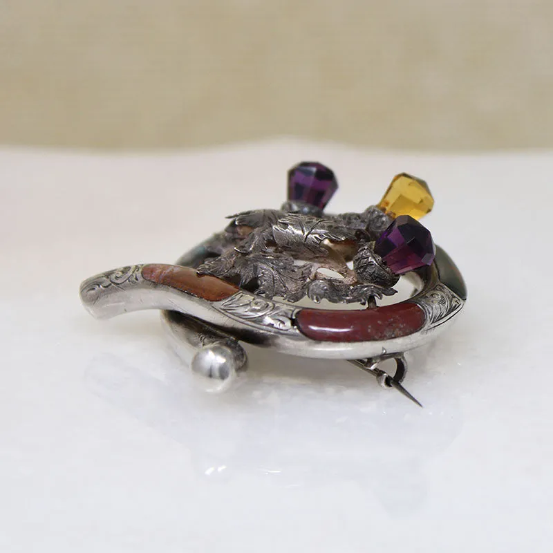 Garter & Thistle Scottish Pebble Brooch