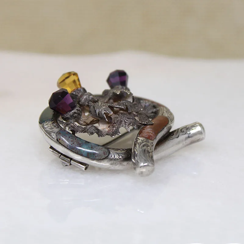 Garter & Thistle Scottish Pebble Brooch