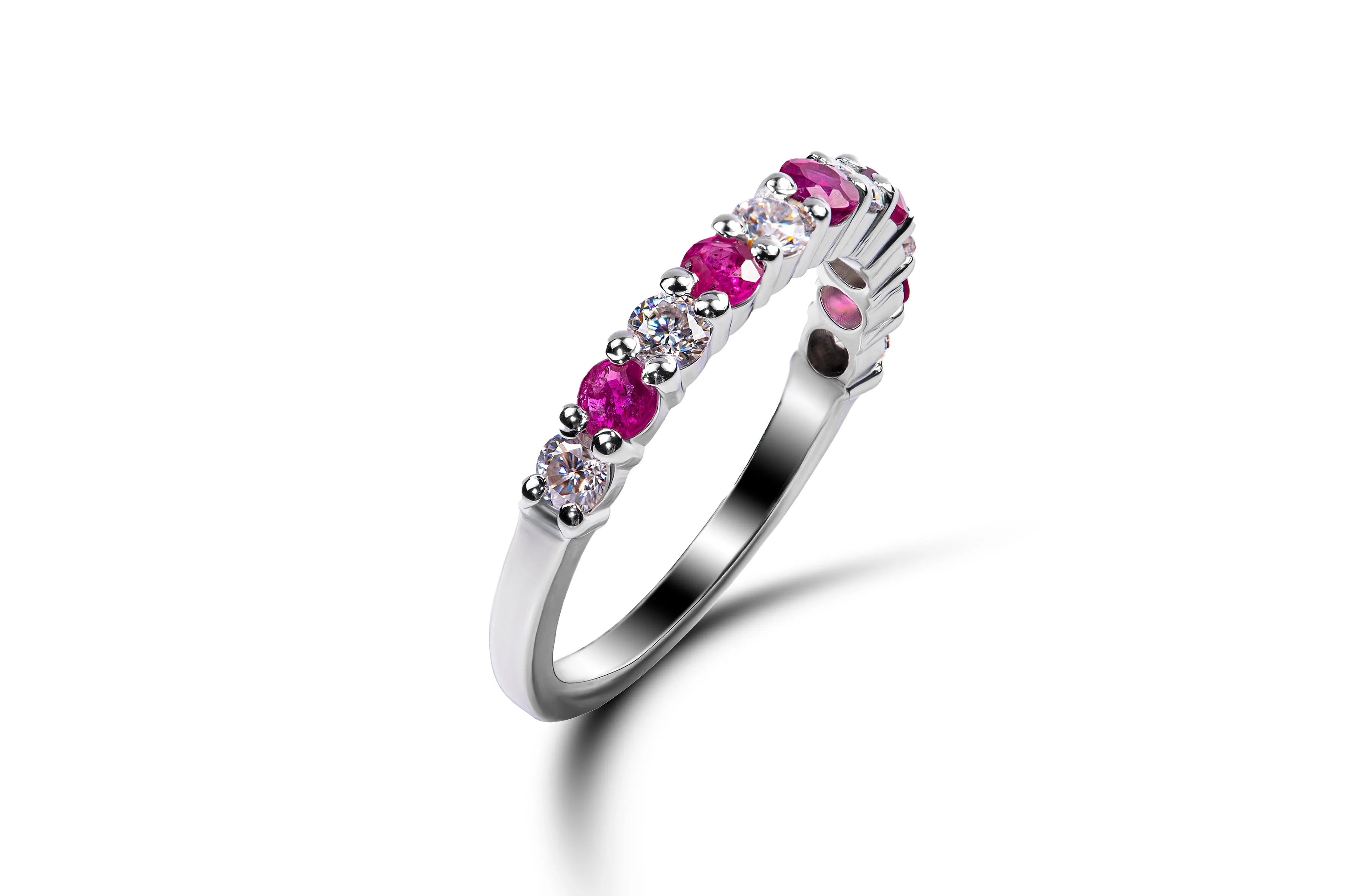 GLEAM OF RUBY AND MOISSANITE RING