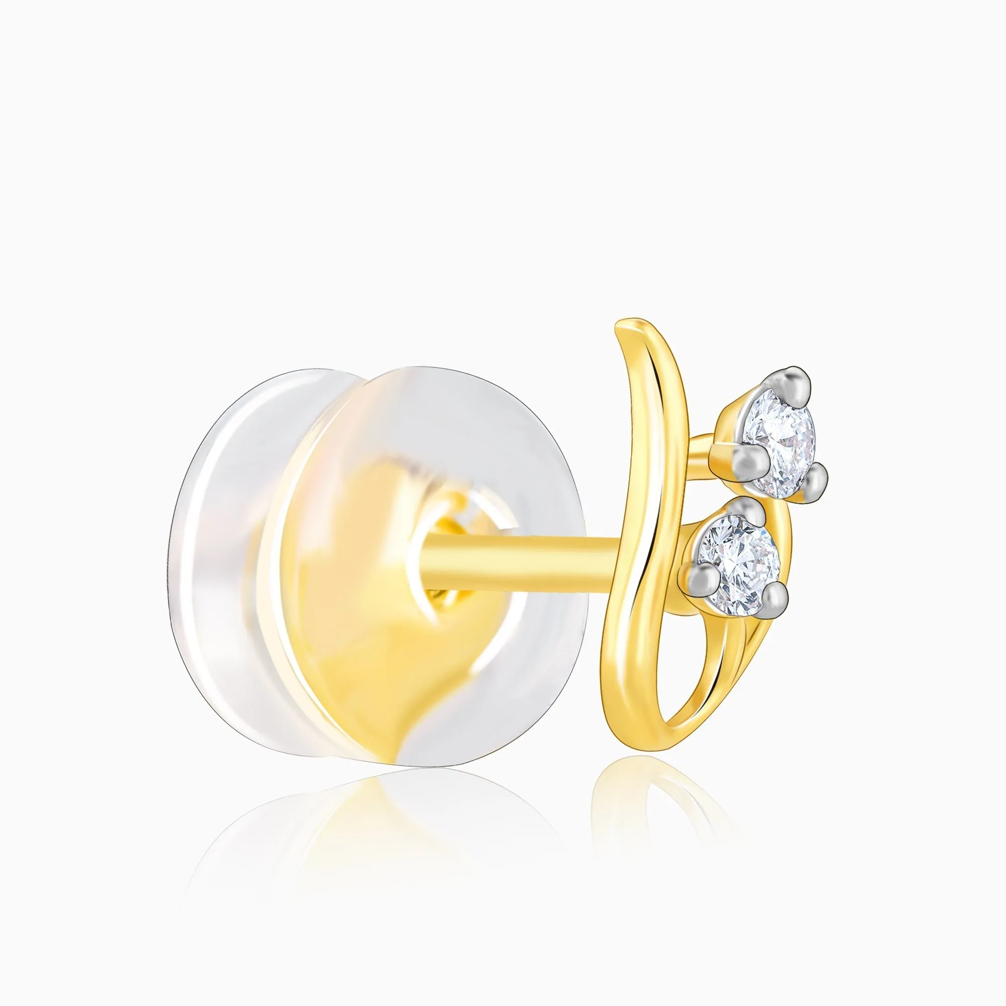 Gold Elegant Twirl Diamond Stud Earrings