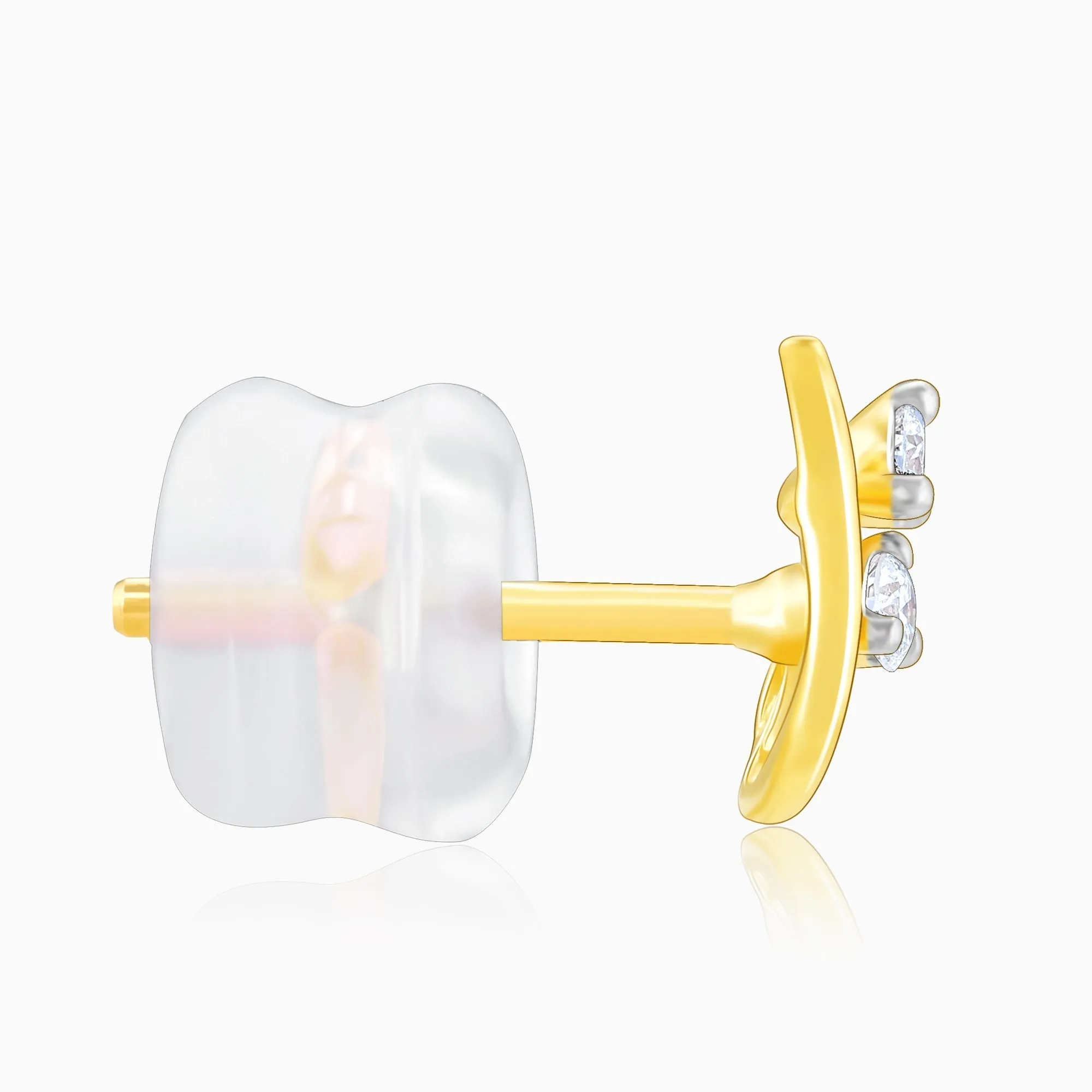 Gold Elegant Twirl Diamond Stud Earrings