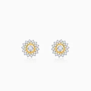 Gold Flower Power Diamond Stud Earrings