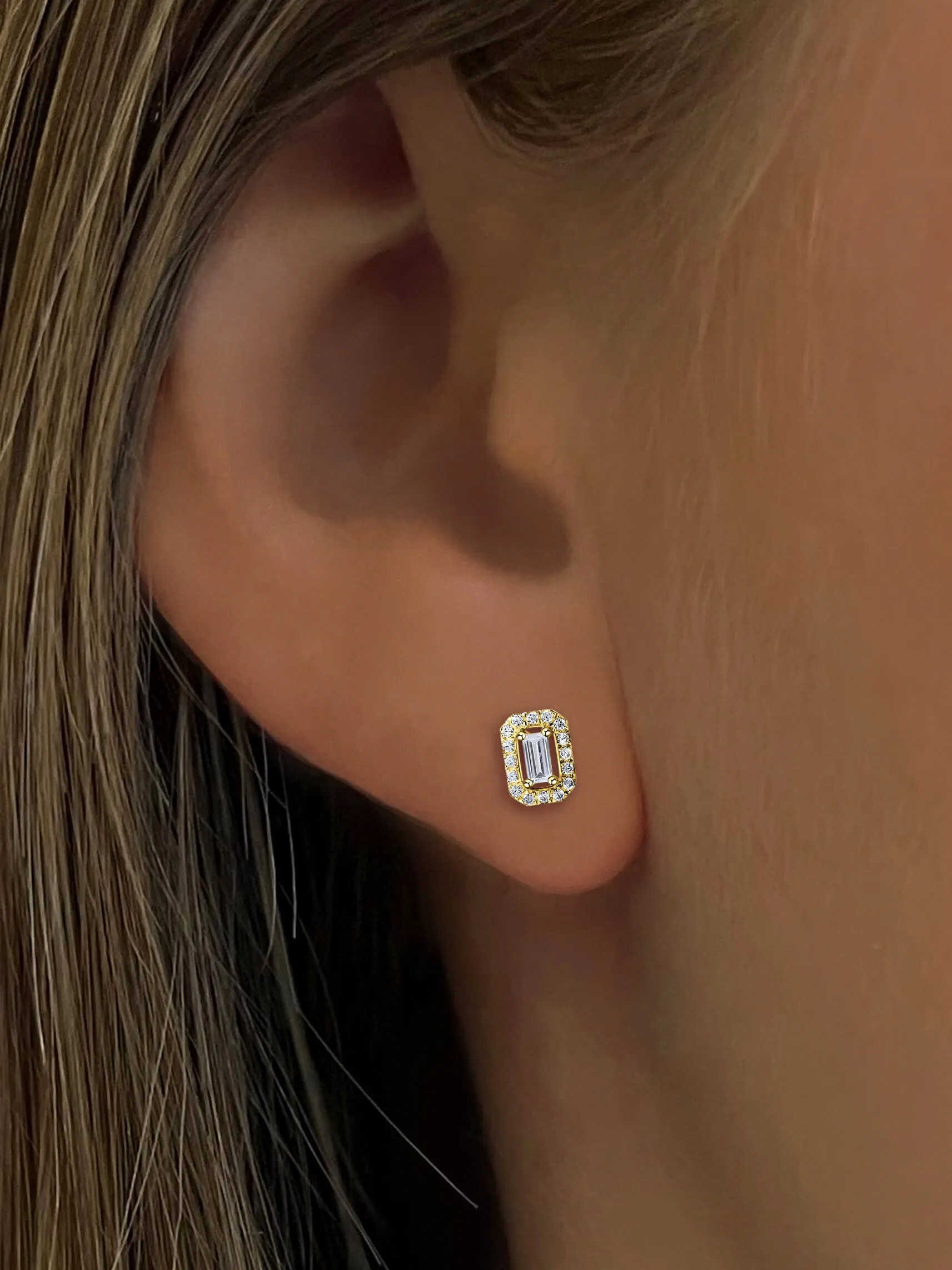 Gold-plated earrings 18k yellow gold assembled with zirconium oxide