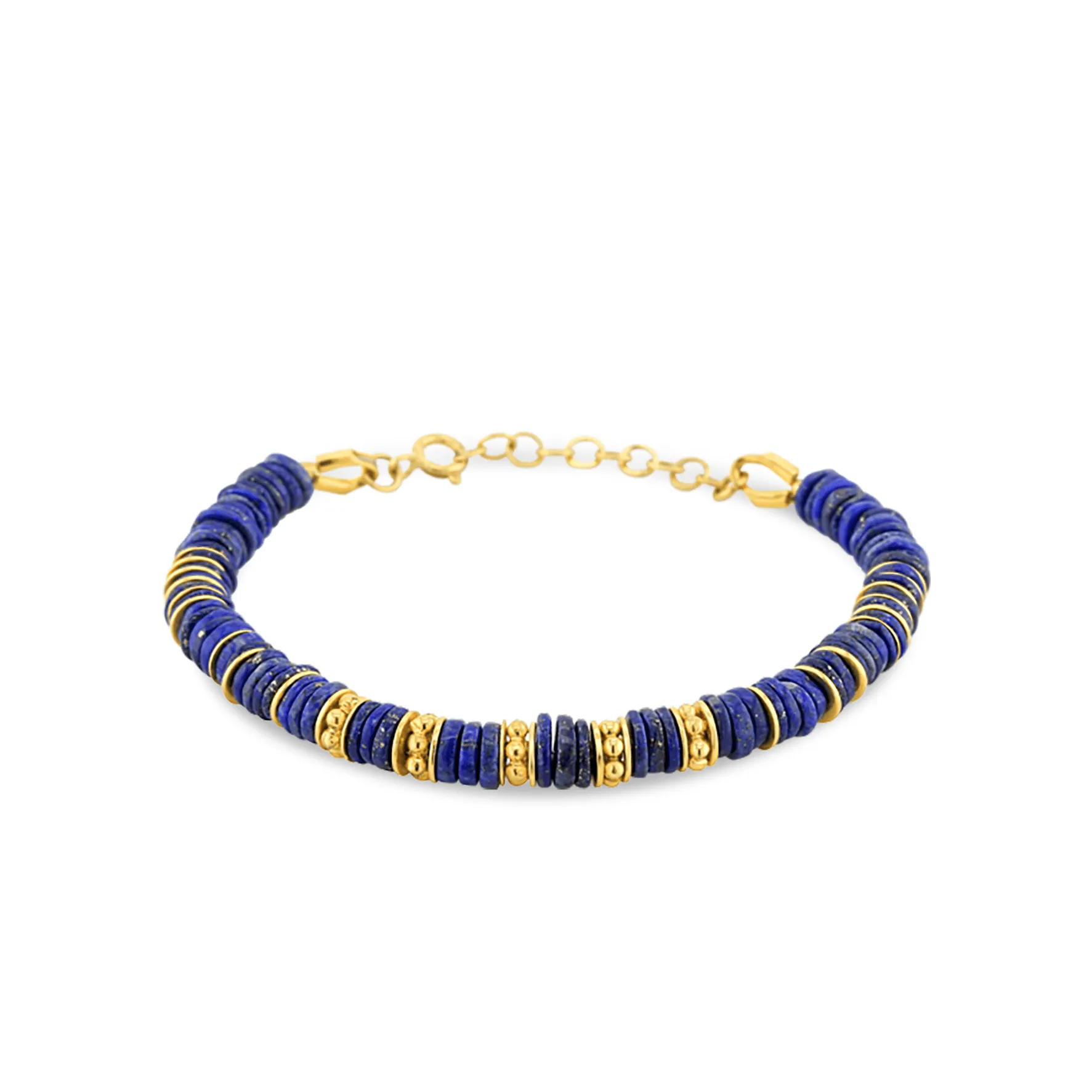Gold-plated pearl bracelet 18k yellow gold assembled with lapis lazuli