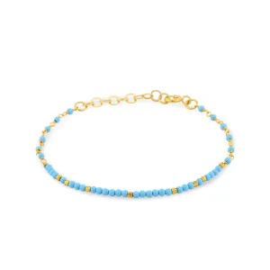 Gold-plated pearl bracelet 18k yellow gold assembled with turquoise