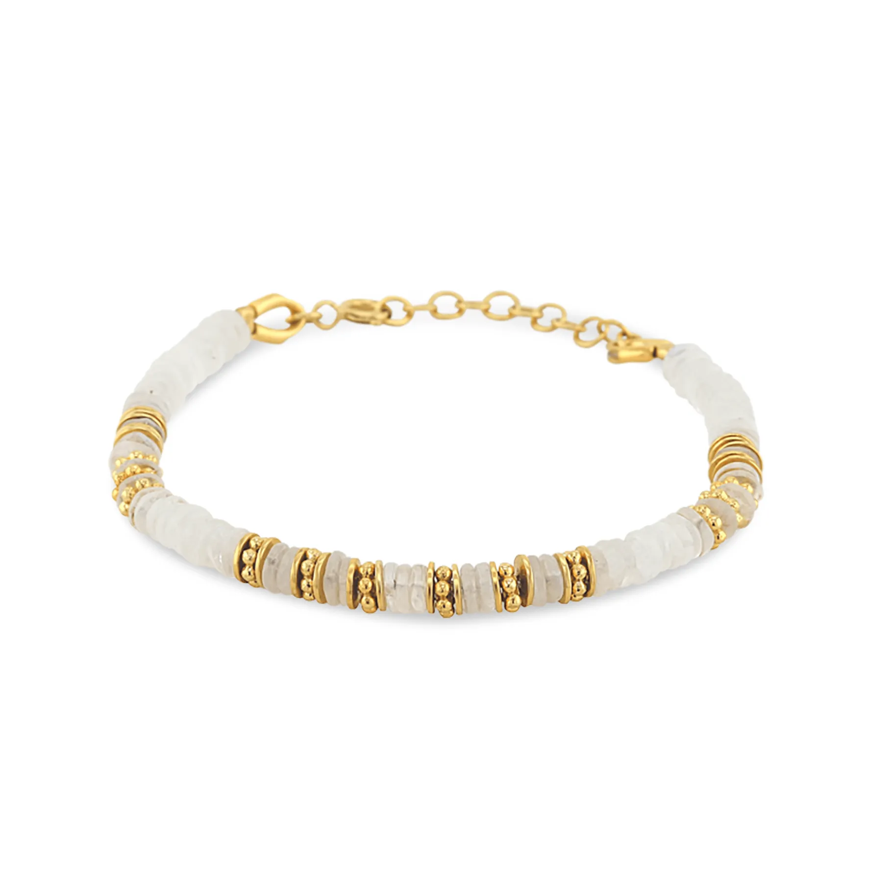 Gold-plated pearl bracelet in 18k yellow gold assembled with moonstone